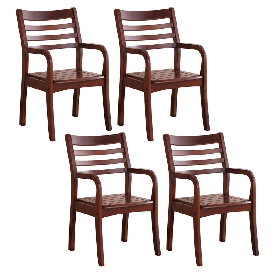 Contemporary Kitchen Wood Square Dining Chair Ladder Back Wood Counter Chair Walnut 4 Piece Set Clearhalo ' kitchen&dining_furn' 'Dining Chairs' 'Dining Tables & Seating' 'dining_chair' 'furn' 'furn_dining_chair' 'Furniture' 'furniture_dining_chair' 'Kitchen & Dining Furniture' 'kitchen' 3484564