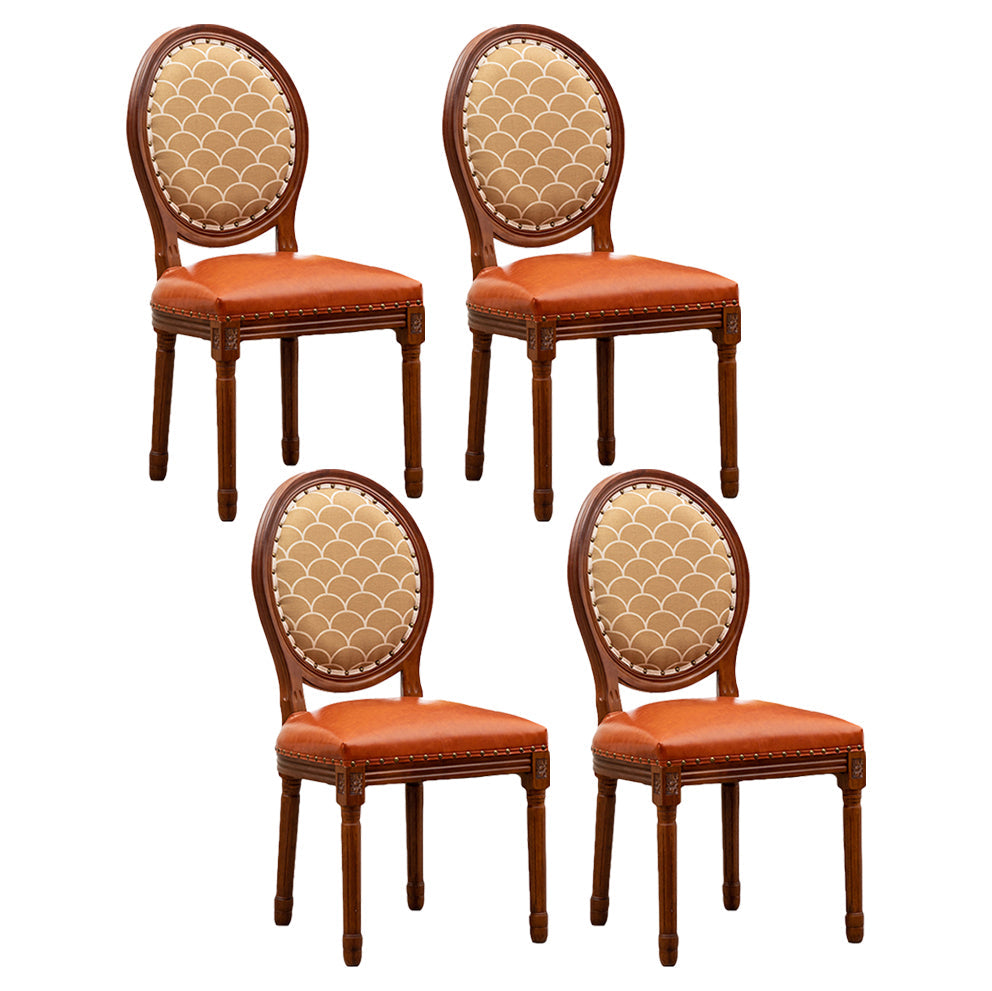 Solid Wood Country Style Dining Chair Matte Finish King Louis Back Side Chair Orange-Red 4 Piece Set Clearhalo ' kitchen&dining_furn' 'Dining Chairs' 'Dining Tables & Seating' 'dining_chair' 'furn' 'furn_dining_chair' 'Furniture' 'furniture_dining_chair' 'Kitchen & Dining Furniture' 'kitchen' 3484722