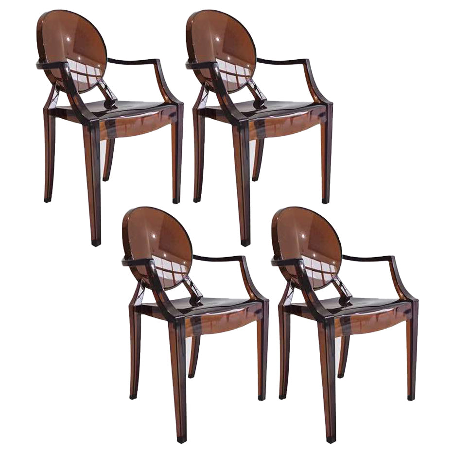 Contemporary Plastic Indoor Open Back Dining Side Chair of 21'' Wide Dining Chair Brown 4 Piece Set Clearhalo ' kitchen&dining_furn' 'Dining Chairs' 'Dining Tables & Seating' 'dining_chair' 'furn' 'furn_dining_chair' 'Furniture' 'furniture_dining_chair' 'Kitchen & Dining Furniture' 'kitchen' 3484949