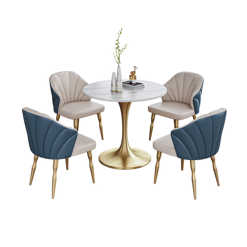 Scandinavian Kitchen Dining Room Set with Sintered Stone Top and Metal Base Dining Set 5 Piece Set Clearhalo 'Dining Room Sets' 'Dining Tables & Seating' 'dining_room_set' 'furn' 'furn_dining_room_set' 'Furniture' 'furniture_dining_room_set' 'Kitchen & Dining Furniture' 'kitchen&dining_furn' 'kitchen' 3485024