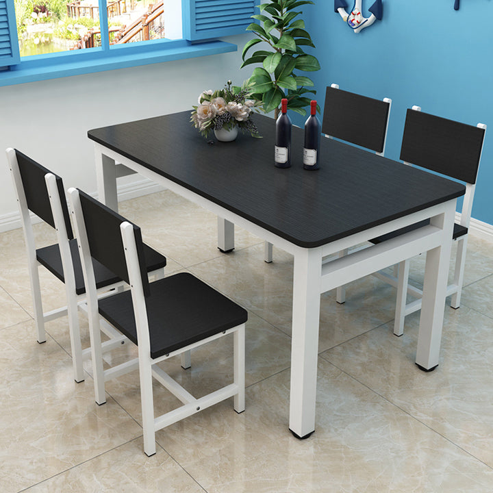 Minimalist Wooden Dining Room Set with White Base Formal Dining Table Furniture Black 5 Piece Set Clearhalo 'Dining Room Sets' 'Dining Tables & Seating' 'dining_room_set' 'furn' 'furn_dining_room_set' 'Furniture' 'furniture_dining_room_set' 'Kitchen & Dining Furniture' 'kitchen&dining_furn' 'kitchen' 3485061