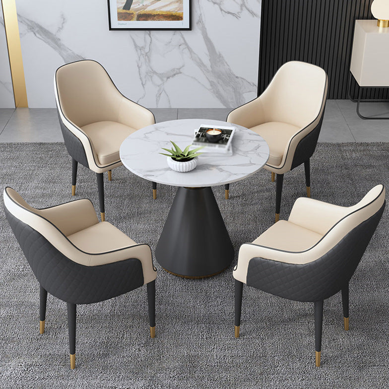 Glam Kitchen Dining Room Set Standard Height with Round Top and Metal Leg Dining Furniture Black 5 Piece Set Clearhalo 'Dining Room Sets' 'Dining Tables & Seating' 'dining_room_set' 'furn' 'furn_dining_room_set' 'Furniture' 'furniture_dining_room_set' 'Kitchen & Dining Furniture' 'kitchen&dining_furn' 'kitchen' 3485199