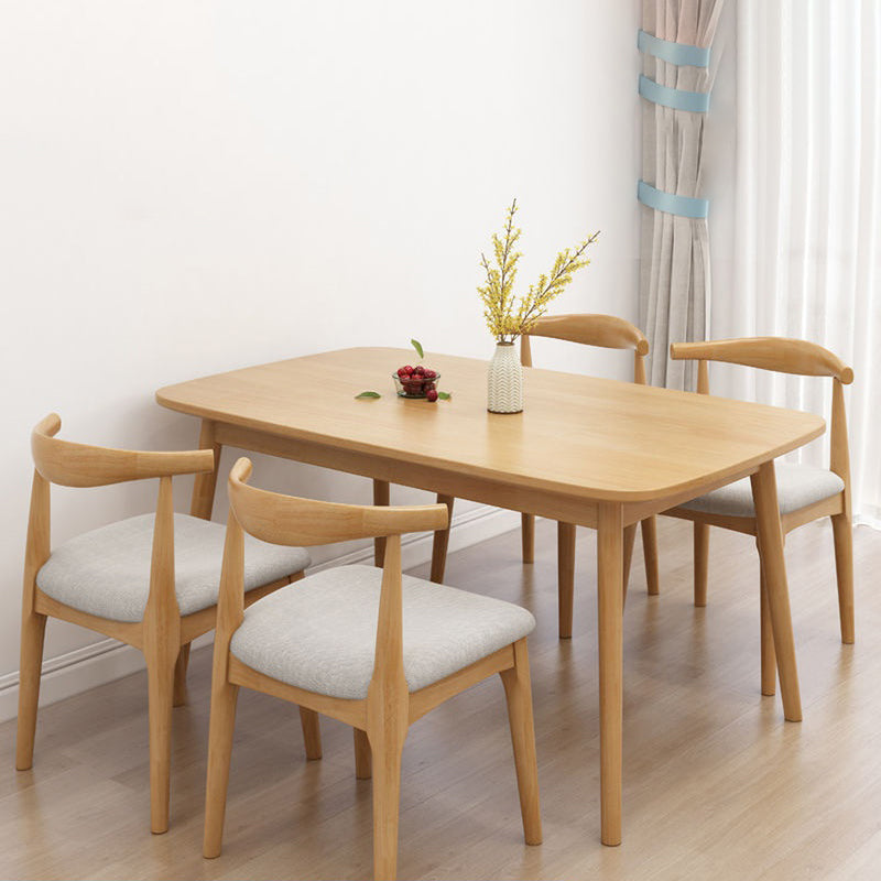 Fixed Wood Top Kitchen Table Set with 4 Legs Base Dining Table Sets for Dining Room Ladder Back 5 Piece Set Clearhalo 'Dining Room Sets' 'Dining Tables & Seating' 'dining_room_set' 'furn' 'furn_dining_room_set' 'Furniture' 'furniture_dining_room_set' 'Kitchen & Dining Furniture' 'kitchen&dining_furn' 'kitchen' 3485318