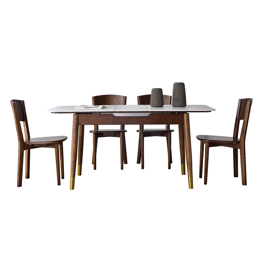 Contemporary Style Sintered Stone Dining Table with Built-in Storage Layer and 4 Legs Base Ladder Back 5 Piece Set Clearhalo 'Dining Room Sets' 'Dining Tables & Seating' 'dining_room_set' 'furn' 'furn_dining_room_set' 'Furniture' 'furniture_dining_room_set' 'Kitchen & Dining Furniture' 'kitchen&dining_furn' 'kitchen' 3485430