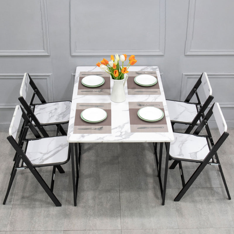 Modern Style Traditional Height Dining Set with Removable Leaf Table and Trestle Base 47.2"L x 31.5"W x 29.5"H 5 Piece Set Clearhalo 'Dining Room Sets' 'Dining Tables & Seating' 'dining_room_set' 'Furniture' 'furniture_dining_room_set' 'Kitchen & Dining Furniture' 'kitchen&dining_furn' 'kitchen' 3485463