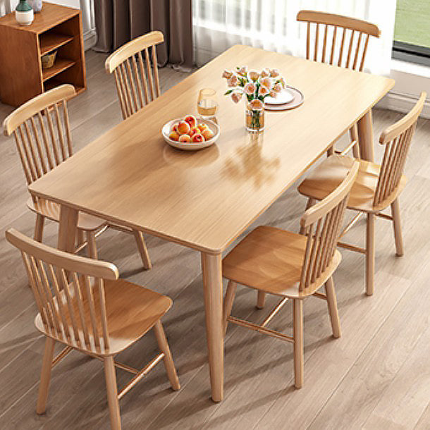 Minimalist Khaki Standard Dining Set Solid Wood Rectangle Shape Dining Set with 4 Legs Table 7 Piece Set Clearhalo 'Dining Room Sets' 'Dining Tables & Seating' 'dining_room_set' 'furn' 'furn_dining_room_set' 'Furniture' 'furniture_dining_room_set' 'Kitchen & Dining Furniture' 'kitchen&dining_furn' 'kitchen' 3485825