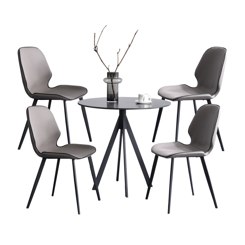 Modern Style Sintered Stone Black Dining Room Set with Round Table Formal Dining Table Furniture 5 Piece Set Clearhalo 'Dining Room Sets' 'Dining Tables & Seating' 'dining_room_set' 'furn' 'furn_dining_room_set' 'Furniture' 'furniture_dining_room_set' 'Kitchen & Dining Furniture' 'kitchen&dining_furn' 'kitchen' 3486040