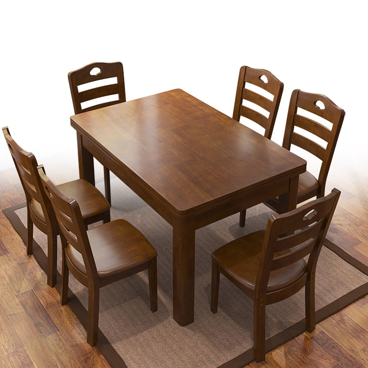 Traditional Standard Height Solid Wood Dining Table Rectangle Dining Room Set For Home 7 Piece Set Clearhalo 'Dining Room Sets' 'Dining Tables & Seating' 'dining_room_set' 'furn' 'furn_dining_room_set' 'Furniture' 'furniture_dining_room_set' 'Kitchen & Dining Furniture' 'kitchen&dining_furn' 'kitchen' 3490887