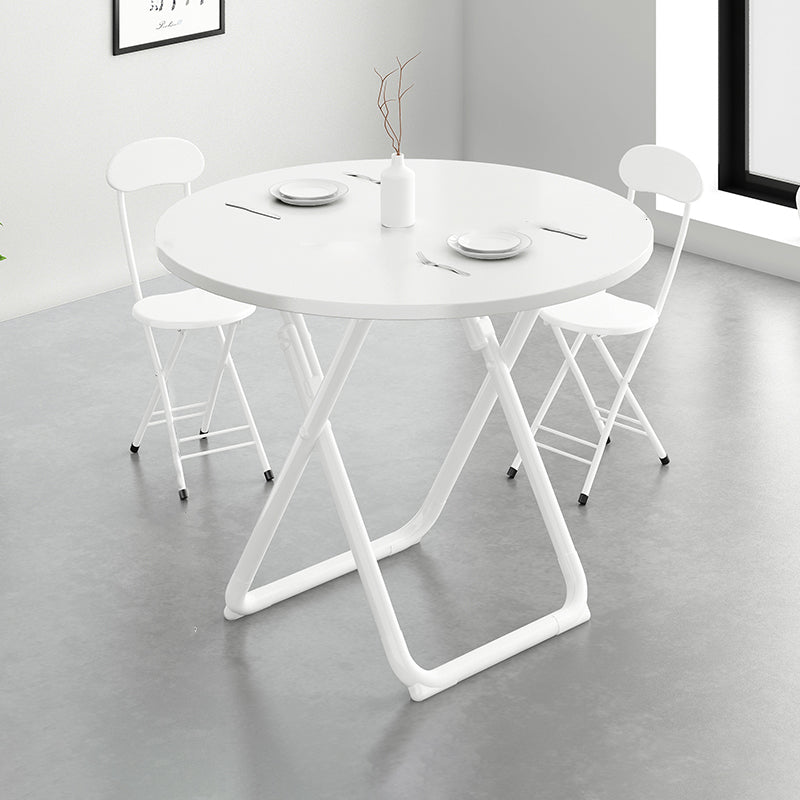 Modern Wooden Dining Room Set with Round Table Space-Saving Design Home Use Dining Table Furniture White 3 Piece Set Clearhalo 'Dining Room Sets' 'Dining Tables & Seating' 'dining_room_set' 'furn' 'furn_dining_room_set' 'Furniture' 'furniture_dining_room_set' 'Kitchen & Dining Furniture' 'kitchen&dining_furn' 'kitchen' 3491020