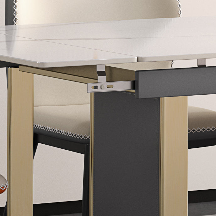 Scandinavian Sintered Stone Dining Room Set with Rectangle Table and Self-StoringLeaf Dining Set Clearhalo 'Dining Room Sets' 'Dining Tables & Seating' 'dining_room_set' 'furn' 'furn_dining_room_set' 'Furniture' 'furniture_dining_room_set' 'Kitchen & Dining Furniture' 'kitchen&dining_furn' 'kitchen' 3491255