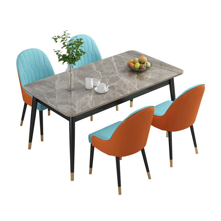 Rectangle Contemporary Style Dining Room Set Sintered Stone Dining Furniture Set with 4 Legs Table Blue 5 Piece Set Clearhalo 'Dining Room Sets' 'Dining Tables & Seating' 'dining_room_set' 'furn' 'furn_dining_room_set' 'Furniture' 'furniture_dining_room_set' 'Kitchen & Dining Furniture' 'kitchen&dining_furn' 'kitchen' 3491317