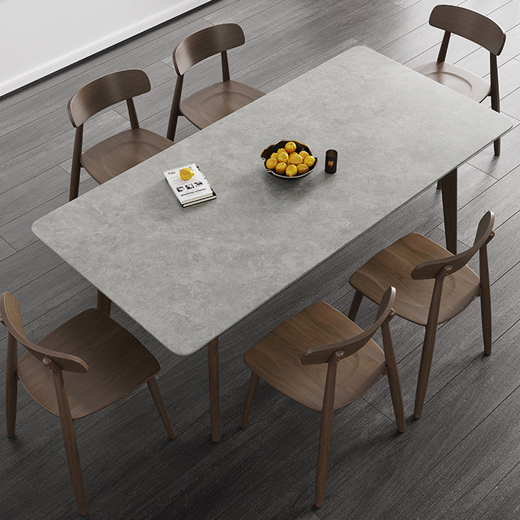 Contemporary Sintered Stone Top Standard Dining Set Rectangle Gray Dining Set for Kitchen 7 Piece Set Clearhalo 'Dining Room Sets' 'Dining Tables & Seating' 'dining_room_set' 'furn' 'furn_dining_room_set' 'Furniture' 'furniture_dining_room_set' 'Kitchen & Dining Furniture' 'kitchen&dining_furn' 'kitchen' 3491787