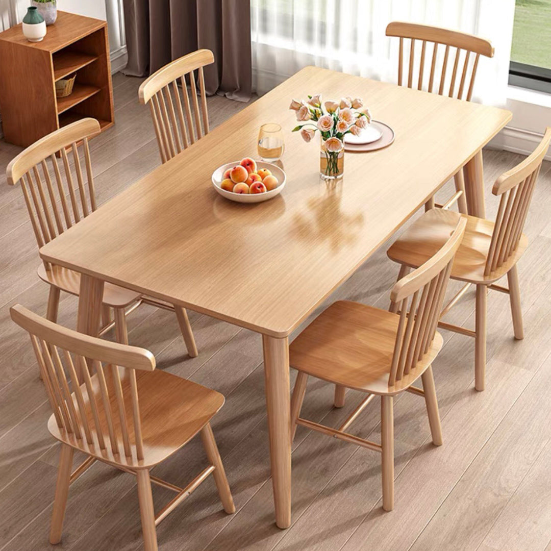 Minimalist Style Solid Wood Dining Table Set of Rectangle Shape Formal Dinette Set 7 Piece Set Clearhalo 'Dining Room Sets' 'Dining Tables & Seating' 'dining_room_set' 'furn' 'furn_dining_room_set' 'Furniture' 'furniture_dining_room_set' 'Kitchen & Dining Furniture' 'kitchen&dining_furn' 'kitchen' 3491843