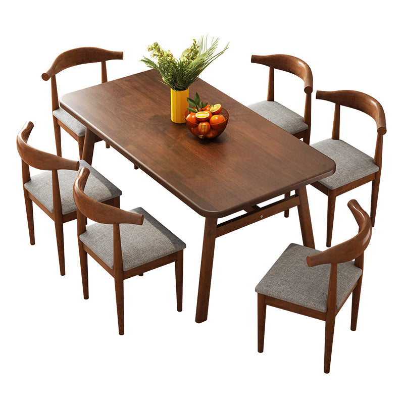 Modern Style Solid Wood Top Dining Furniture Set with Rectangle Shape Dining Table Furniture 55.1"L x 31.5"W x 29.5"H 7 Piece Set Clearhalo 'Dining Room Sets' 'Dining Tables & Seating' 'dining_room_set' 'furn' 'furn_dining_room_set' 'Furniture' 'furniture_dining_room_set' 'Kitchen & Dining Furniture' 'kitchen&dining_furn' 'kitchen' 3492264