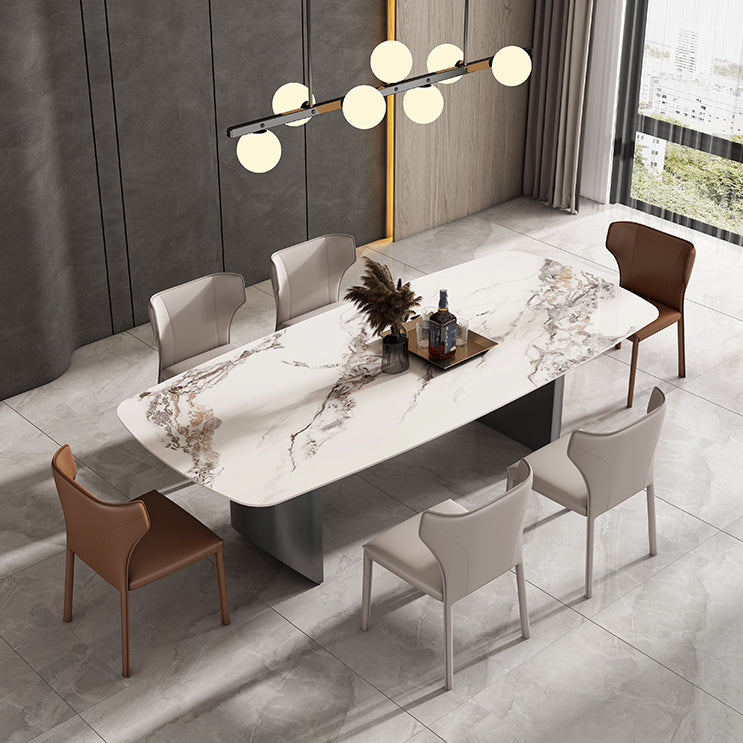 Minimalist Style Dining Table Set with Rectangle Shape Table and Upholstery Chairs 7 Piece Set Clearhalo 'Dining Room Sets' 'Dining Tables & Seating' 'dining_room_set' 'furn' 'furn_dining_room_set' 'Furniture' 'furniture_dining_room_set' 'Kitchen & Dining Furniture' 'kitchen&dining_furn' 'kitchen' 3492616