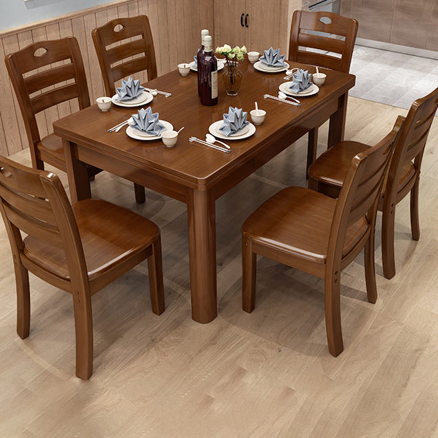 Minimalist Solid Wood Dining Sets with Rubberwood Wood Dining Table and Chairs 47.2"L x 27.6"W x 29.5"H 7 Piece Set Clearhalo 'Dining Room Sets' 'Dining Tables & Seating' 'dining_room_set' 'furn' 'furn_dining_room_set' 'Furniture' 'furniture_dining_room_set' 'Kitchen & Dining Furniture' 'kitchen&dining_furn' 'kitchen' 3492683