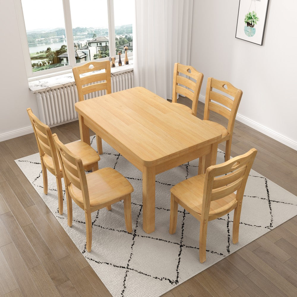 Contemporary Style Dining Room Table Set with Solid Wood Table and Chairs 7 Piece Set Clearhalo 'Dining Room Sets' 'Dining Tables & Seating' 'dining_room_set' 'furn' 'furn_dining_room_set' 'Furniture' 'furniture_dining_room_set' 'Kitchen & Dining Furniture' 'kitchen&dining_furn' 'kitchen' 3492708