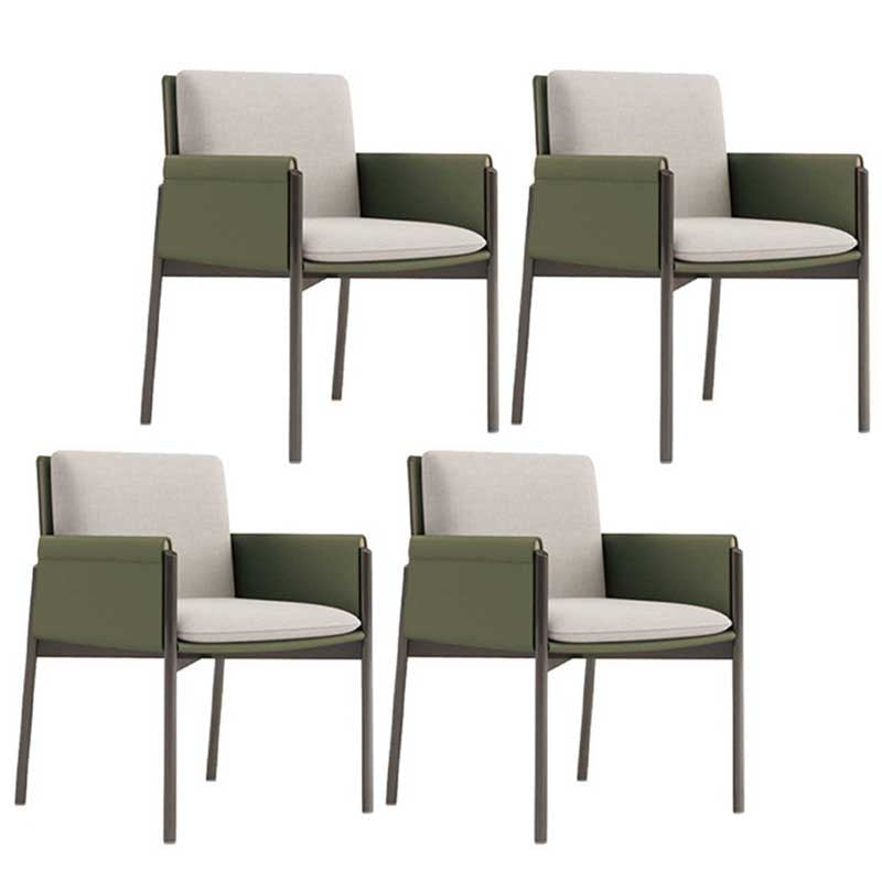 Metal Contemporary Dining Room Dining Arm Chair Matte Finish Square Dining Chair with Black Legs Blackish Green 4 Piece Set Clearhalo ' kitchen&dining_furn' 'Dining Chairs' 'Dining Tables & Seating' 'dining_chair' 'furn' 'furn_dining_chair' 'Furniture' 'furniture_dining_chair' 'Kitchen & Dining Furniture' 'kitchen' 3493201