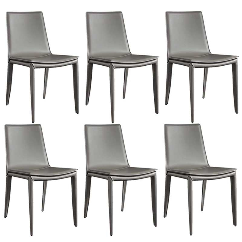 Contemporary Kitchen PU Leather Dining Side Chair Parson Dining Side Chair Grey 6 Piece Set Clearhalo ' kitchen&dining_furn' 'Dining Chairs' 'Dining Tables & Seating' 'dining_chair' 'furn' 'furn_dining_chair' 'Furniture' 'furniture_dining_chair' 'Kitchen & Dining Furniture' 'kitchen' 3493272