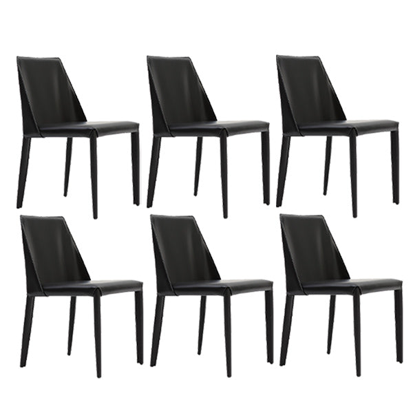 Leather Contemporary Style Chair Home Side Dining Room Chair with Metal Legs Black 6 Piece Set Clearhalo ' kitchen&dining_furn' 'Dining Chairs' 'Dining Tables & Seating' 'dining_chair' 'furn' 'furn_dining_chair' 'Furniture' 'furniture_dining_chair' 'Kitchen & Dining Furniture' 'kitchen' 3493498