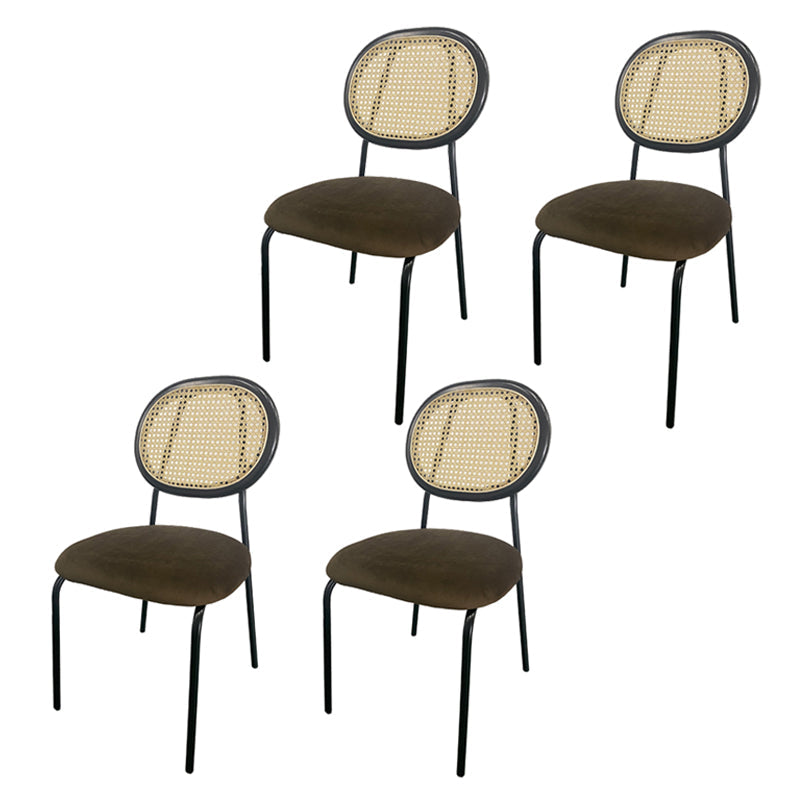 Upholstered Armless Dining Chairs Open Back Side Chair with Metal Legs Brown 4 Piece Set Clearhalo ' kitchen&dining_furn' 'Dining Chairs' 'Dining Tables & Seating' 'dining_chair' 'furn' 'furn_dining_chair' 'Furniture' 'furniture_dining_chair' 'Kitchen & Dining Furniture' 'kitchen' 3493582