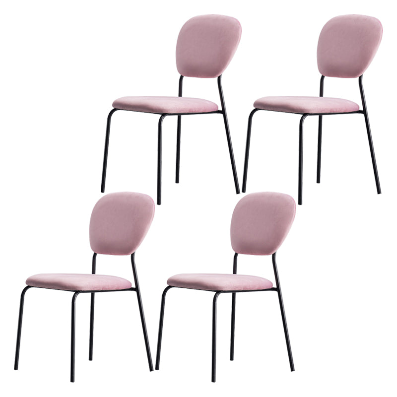 Upholstered Armless Side Chair Open Back Dining Chairs with Black Metal Legs Pink 4 Piece Set Clearhalo ' kitchen&dining_furn' 'Dining Chairs' 'Dining Tables & Seating' 'dining_chair' 'furn' 'furn_dining_chair' 'Furniture' 'furniture_dining_chair' 'Kitchen & Dining Furniture' 'kitchen' 3493672