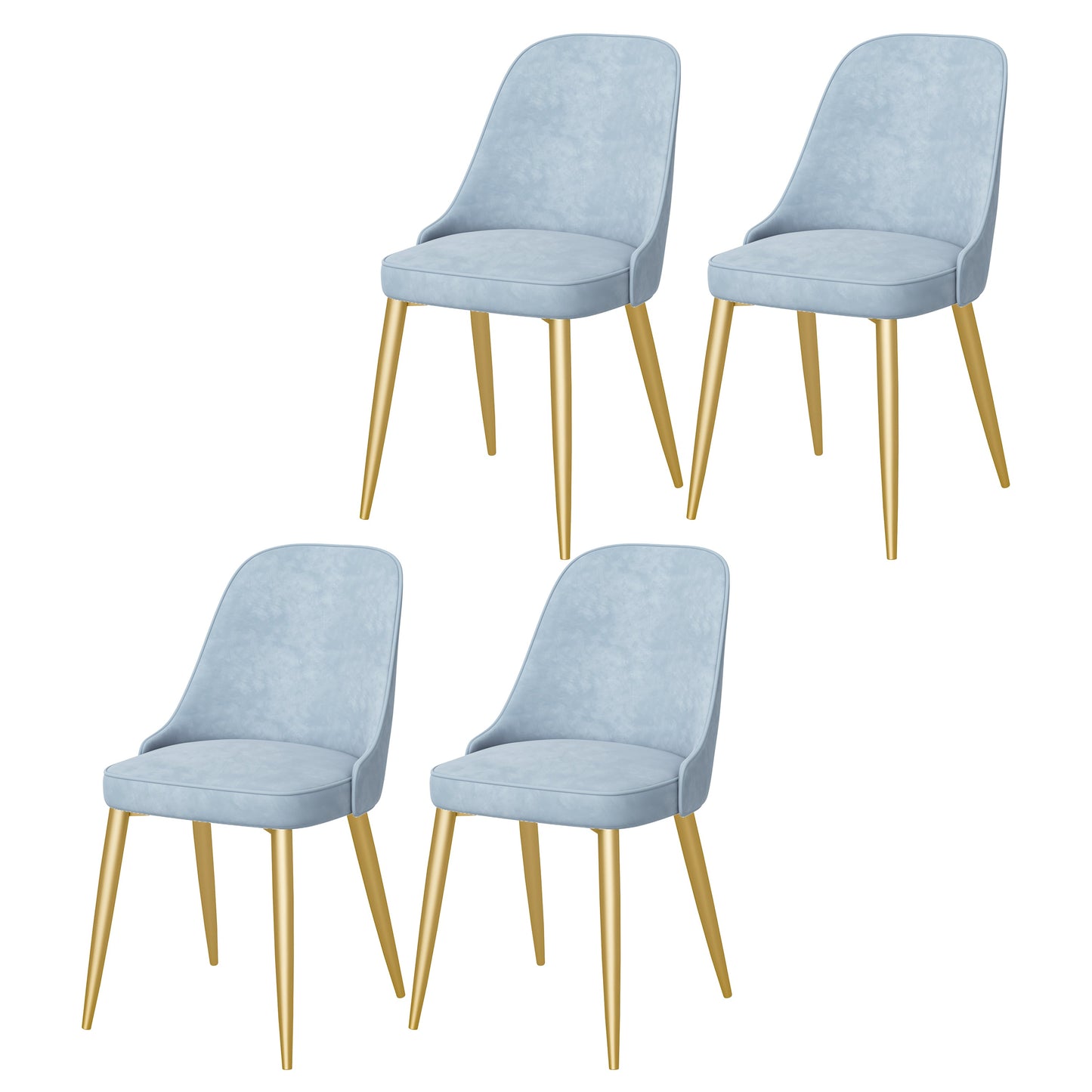 Modern Mental Solid Back Dining Side Chair Gold Kitchen Dining Side Chair Light Blue 4 Piece Set Clearhalo ' kitchen&dining_furn' 'Dining Chairs' 'Dining Tables & Seating' 'dining_chair' 'furn' 'furn_dining_chair' 'Furniture' 'furniture_dining_chair' 'Kitchen & Dining Furniture' 'kitchen' 3493944