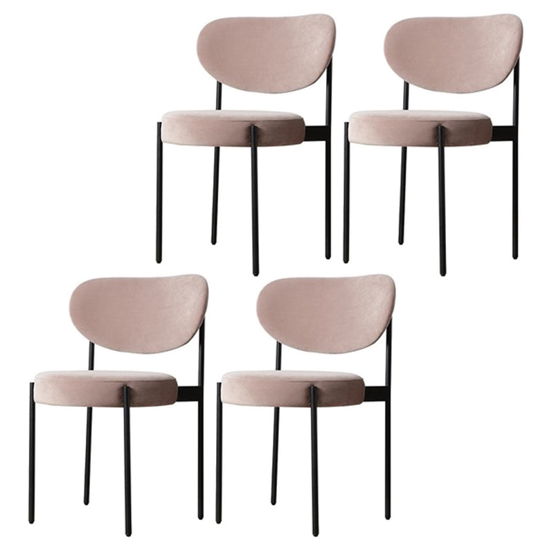 Modern Metal Base Indoor Chair 32''H Open Back Dining Side Chair with 4 Legs Pink 4 Piece Set Clearhalo ' kitchen&dining_furn' 'Dining Chairs' 'Dining Tables & Seating' 'dining_chair' 'furn' 'furn_dining_chair' 'Furniture' 'furniture_dining_chair' 'Kitchen & Dining Furniture' 'kitchen' 3494006