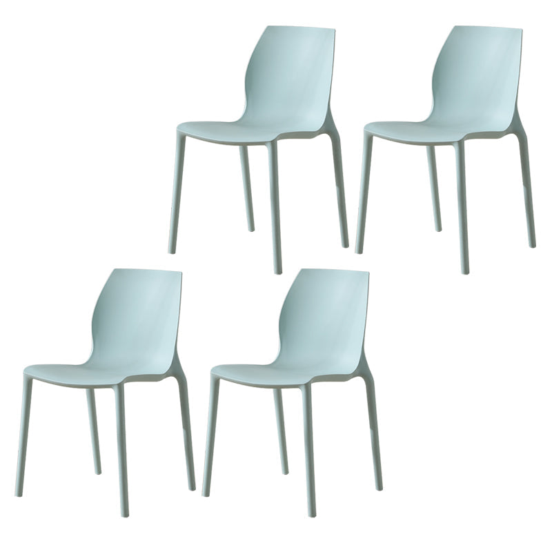 Contemporary Plastic Dining Room Chair Multicolor Stackable Side Chair Blue 4 Piece Set Clearhalo ' kitchen&dining_furn' 'Dining Chairs' 'Dining Tables & Seating' 'dining_chair' 'furn' 'furn_dining_chair' 'Furniture' 'furniture_dining_chair' 'Kitchen & Dining Furniture' 'kitchen' 3494056