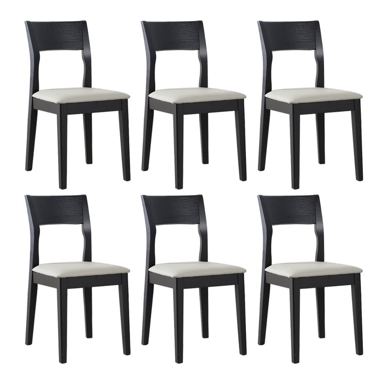 Contemporary Dining Chair 16'' Wide Open Side Chair with 4 Black Wood Legs for Home Use Off-White 6 Piece Set Clearhalo ' kitchen&dining_furn' 'Dining Chairs' 'Dining Tables & Seating' 'dining_chair' 'furn' 'furn_dining_chair' 'Furniture' 'furniture_dining_chair' 'Kitchen & Dining Furniture' 'kitchen' 3494071