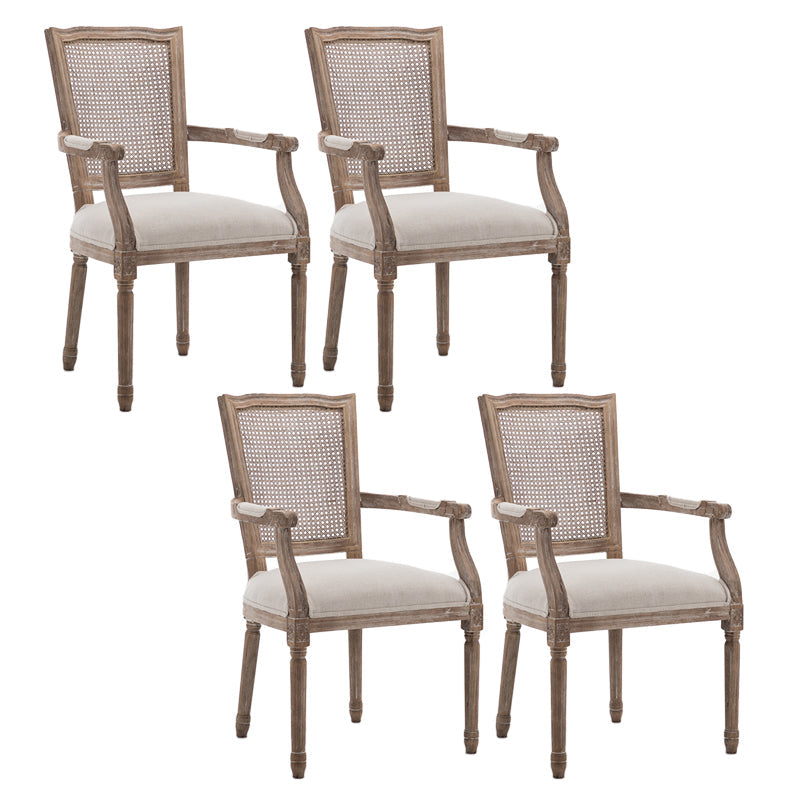 Wood Farmhouse Dining Arm Chair with Cushion Open Back Dining Side Chair for Home Distressed White 4 Piece Set Clearhalo ' kitchen&dining_furn' 'Dining Chairs' 'Dining Tables & Seating' 'dining_chair' 'furn' 'furn_dining_chair' 'Furniture' 'furniture_dining_chair' 'Kitchen & Dining Furniture' 'kitchen' 3494165