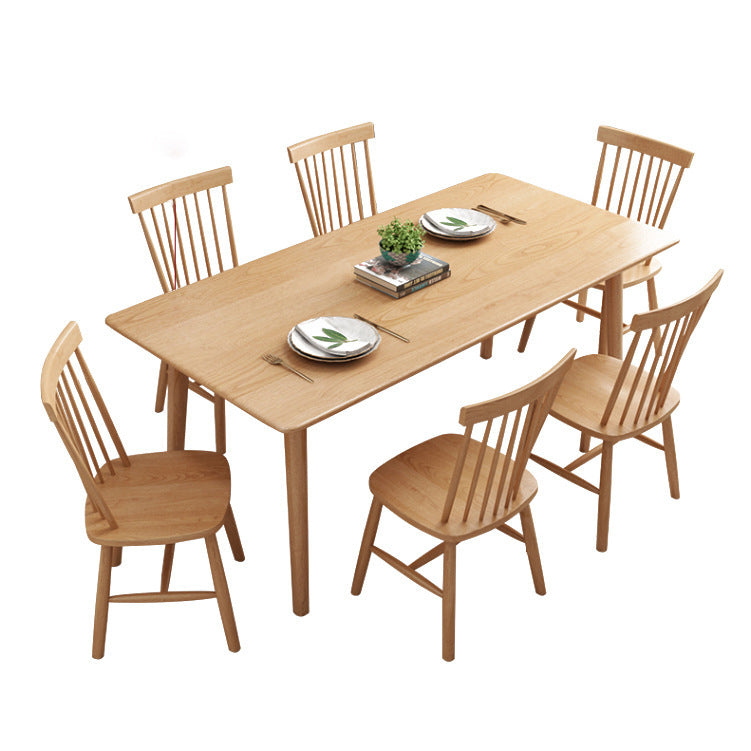 Modern Solid Wood Standard Dining Set Natural for Kitchen Dining Set with 4 Legs Base 7 Piece Set Clearhalo 'Dining Room Sets' 'Dining Tables & Seating' 'dining_room_set' 'furn' 'furn_dining_room_set' 'Furniture' 'furniture_dining_room_set' 'Kitchen & Dining Furniture' 'kitchen&dining_furn' 'kitchen' 3518075