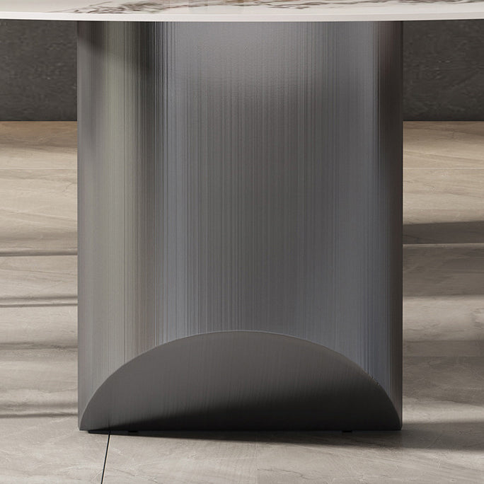 Modern Sintered Stone Top for Kitchen Dining Set Rectangle Standard Dining Set in White Clearhalo 'Dining Room Sets' 'Dining Tables & Seating' 'dining_room_set' 'furn' 'furn_dining_room_set' 'Furniture' 'furniture_dining_room_set' 'Kitchen & Dining Furniture' 'kitchen&dining_furn' 'kitchen' 3518108