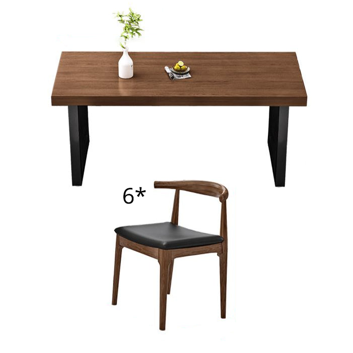 Industrial Style Solid Wood Top Dining Table Sets with 4 Legs Table Dining Table Furniture 78.7"L x 35.4"W x 29.5"H 7 Piece Set Clearhalo 'Dining Room Sets' 'Dining Tables & Seating' 'dining_room_set' 'furn' 'furn_dining_room_set' 'Furniture' 'furniture_dining_room_set' 'Kitchen & Dining Furniture' 'kitchen&dining_furn' 'kitchen' 3518248