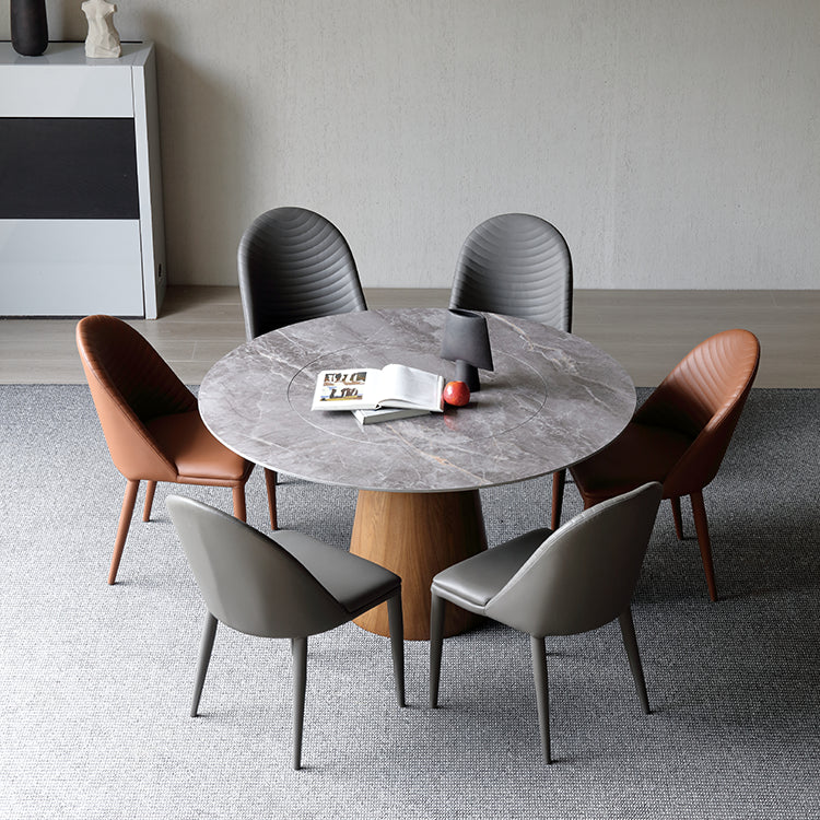 Modern Style Sintered Stone Top Dinette Set with Round Table Dining Furniture Set Natural 7 Piece Set Clearhalo 'Dining Room Sets' 'Dining Tables & Seating' 'dining_room_set' 'furn' 'furn_dining_room_set' 'Furniture' 'furniture_dining_room_set' 'Kitchen & Dining Furniture' 'kitchen&dining_furn' 'kitchen' 3518455