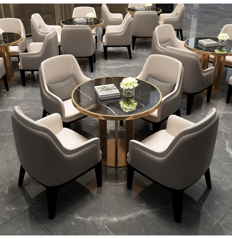 Modern Sintered Stone Dining RoomSet with Round Table and Metal Base Dining Table Furniture Black 5 Piece Set Clearhalo 'Dining Room Sets' 'Dining Tables & Seating' 'dining_room_set' 'furn' 'furn_dining_room_set' 'Furniture' 'furniture_dining_room_set' 'Kitchen & Dining Furniture' 'kitchen&dining_furn' 'kitchen' 3518519