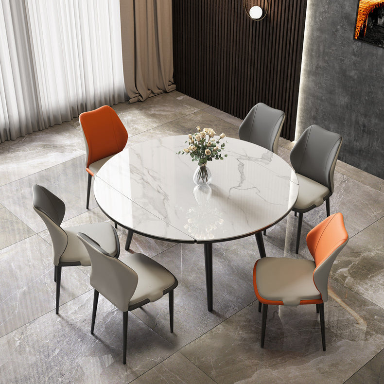 Modern Sintered Stone Dining Room Set Standard Height with 4 Legs Base Dining Furniture 7 Piece Set Clearhalo 'Dining Room Sets' 'Dining Tables & Seating' 'dining_room_set' 'furn' 'furn_dining_room_set' 'Furniture' 'furniture_dining_room_set' 'Kitchen & Dining Furniture' 'kitchen&dining_furn' 'kitchen' 3518528