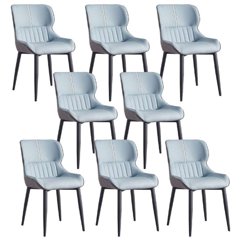 Leather Dining Side Chair Modern Indoor Wingback Chair with Black Legs Blue 8 Piece Set Clearhalo ' kitchen&dining_furn' 'Dining Chairs' 'Dining Tables & Seating' 'dining_chair' 'furn' 'furn_dining_chair' 'Furniture' 'furniture_dining_chair' 'Kitchen & Dining Furniture' 'kitchen' 3521945