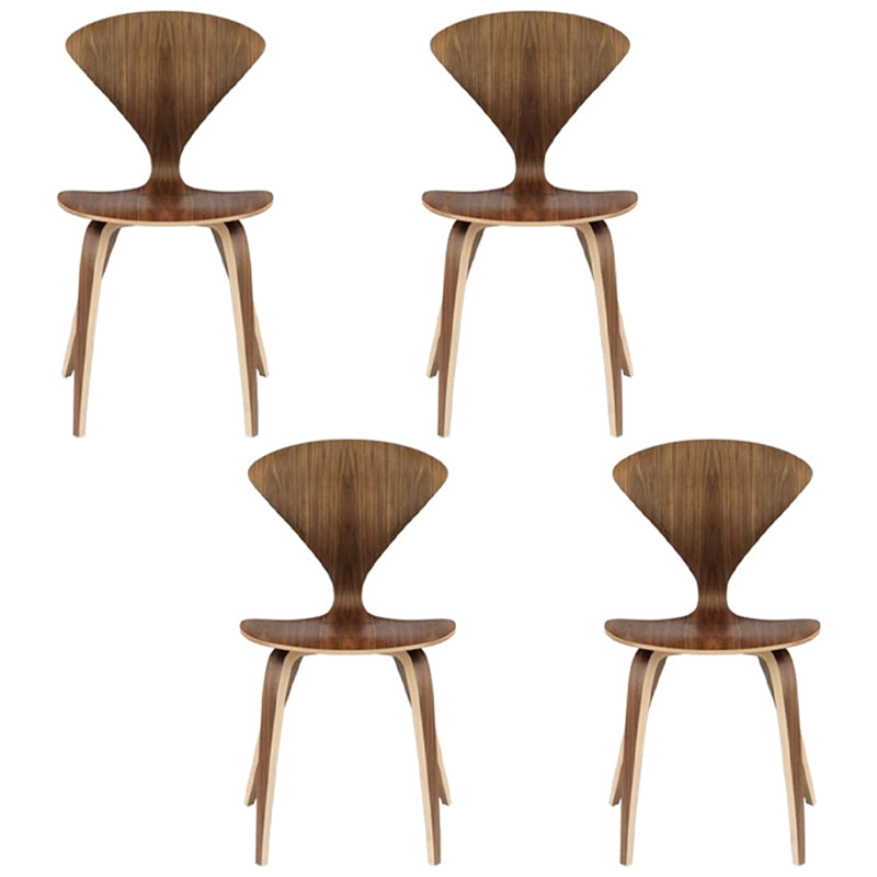 Contemporary Solid Wood Dining Chairs Armless Dining Chairs for Home Use Walnut 4 Piece Set Clearhalo ' kitchen&dining_furn' 'Dining Chairs' 'Dining Tables & Seating' 'dining_chair' 'furn' 'furn_dining_chair' 'Furniture' 'furniture_dining_chair' 'Kitchen & Dining Furniture' 'kitchen' 3522354