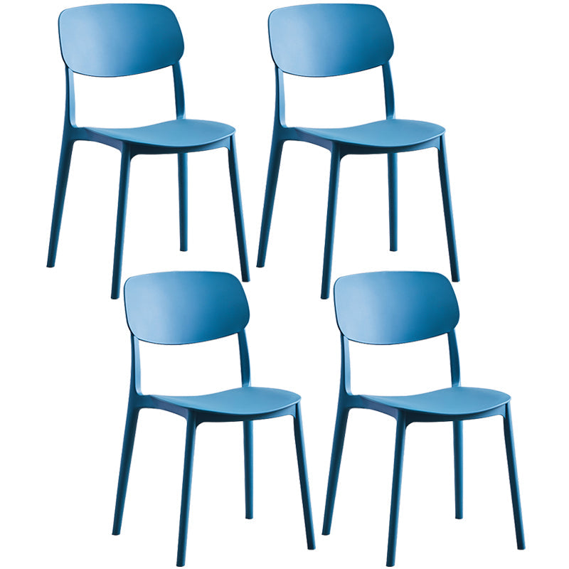 Scandinavian Plastic Armless Dining Chairs Dining Room Open Back Side Chair Royal Blue 4 Piece Set Clearhalo ' kitchen&dining_furn' 'Dining Chairs' 'Dining Tables & Seating' 'dining_chair' 'furn' 'furn_dining_chair' 'Furniture' 'furniture_dining_chair' 'Kitchen & Dining Furniture' 'kitchen' 3539372