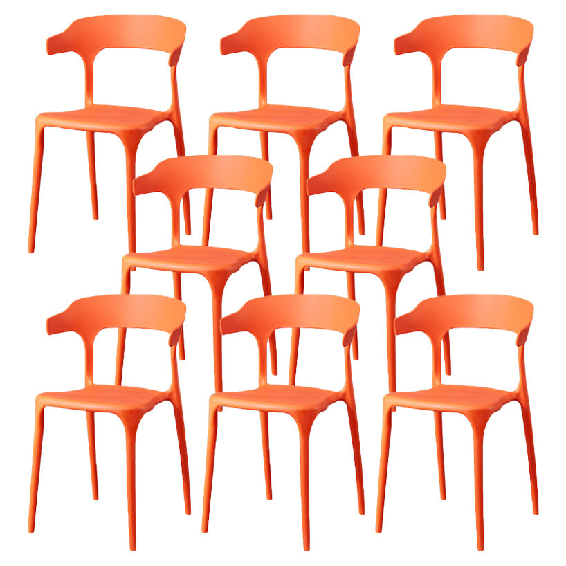 Glam Plastic Side Chair Matte Finish Open Back Dining Chair for Dinning Room Orange 8 Piece Set Clearhalo ' kitchen&dining_furn' 'Dining Chairs' 'Dining Tables & Seating' 'dining_chair' 'furn' 'furn_dining_chair' 'Furniture' 'furniture_dining_chair' 'Kitchen & Dining Furniture' 'kitchen' 3541421