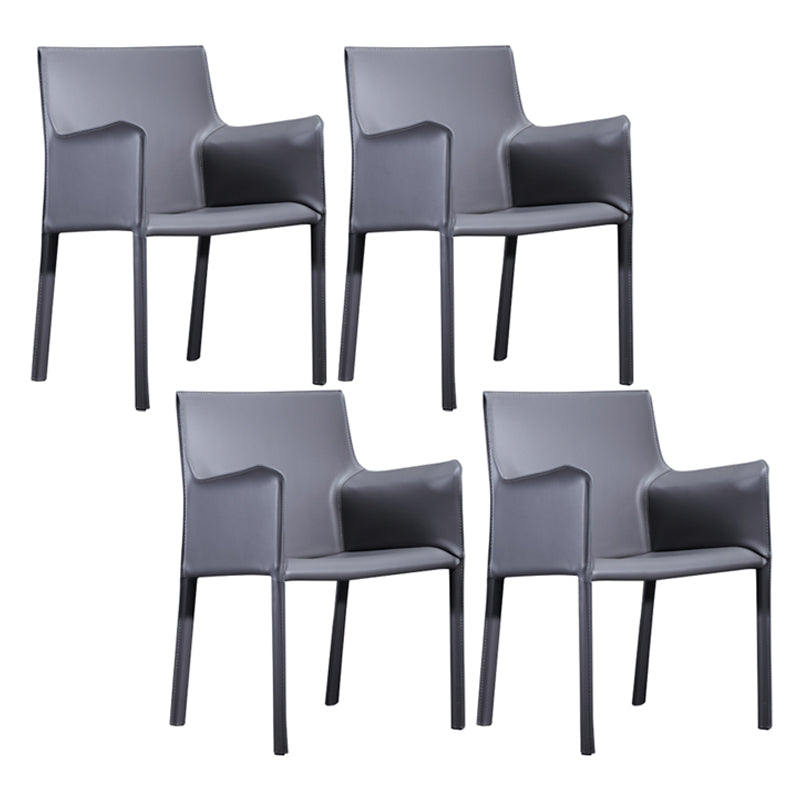 Faux Leather Modern Dining Chair Matte Finish Parsons Dining Arm Chair Dark Gray 4 Piece Set Clearhalo ' kitchen&dining_furn' 'Dining Chairs' 'Dining Tables & Seating' 'dining_chair' 'furn' 'furn_dining_chair' 'Furniture' 'furniture_dining_chair' 'Kitchen & Dining Furniture' 'kitchen' 3541487