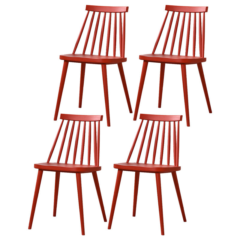 Modern Indoor-Outdoor Plastic Chair Matte Finish Slat Back Side Chair Sets Crimson 4 Piece Set Clearhalo ' kitchen&dining_furn' 'Dining Chairs' 'Dining Tables & Seating' 'dining_chair' 'furn' 'furn_dining_chair' 'Furniture' 'furniture_dining_chair' 'Kitchen & Dining Furniture' 'kitchen' 3541542