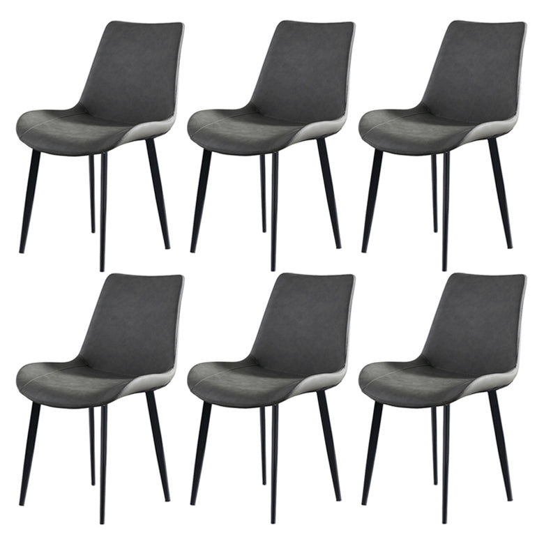Metal Scandinavian Armless Dining Chairs Parsons Chair Dining Room Home Side Chair Grey 6 Piece Set Clearhalo ' kitchen&dining_furn' 'Dining Chairs' 'Dining Tables & Seating' 'dining_chair' 'furn' 'furn_dining_chair' 'Furniture' 'furniture_dining_chair' 'Kitchen & Dining Furniture' 'kitchen' 3541593