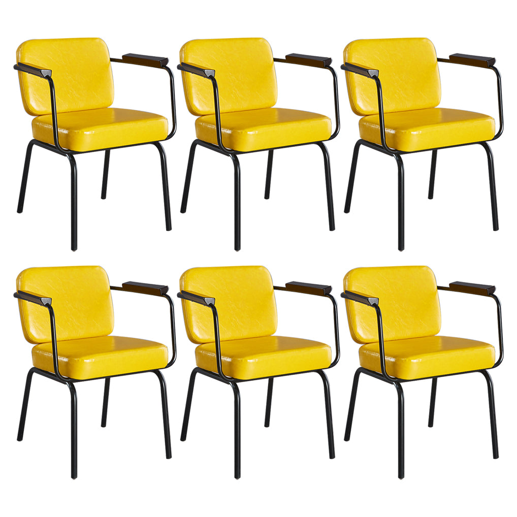 Metal Industrial Dining Room Chair Metallic Finish Parsons Dining Arm Chair Yellow 6 Piece Set Clearhalo ' kitchen&dining_furn' 'Dining Chairs' 'Dining Tables & Seating' 'dining_chair' 'furn' 'furn_dining_chair' 'Furniture' 'furniture_dining_chair' 'Kitchen & Dining Furniture' 'kitchen' 3541806