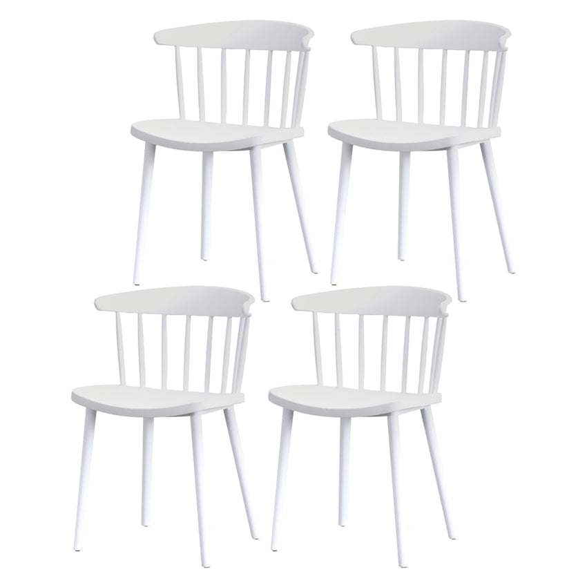 Contemporary Style Plastic Dining Armchair Windsor Back Side Chair for Home White 4 Piece Set Clearhalo ' kitchen&dining_furn' 'Dining Chairs' 'Dining Tables & Seating' 'dining_chair' 'furn' 'furn_dining_chair' 'Furniture' 'furniture_dining_chair' 'Kitchen & Dining Furniture' 'kitchen' 3541856