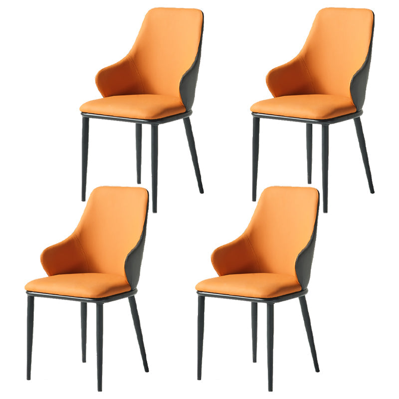 Contemporary Restaurant Leather Armchair Matte Finish Parsons Dining Chair Orange 4 Piece Set Clearhalo ' kitchen&dining_furn' 'Dining Chairs' 'Dining Tables & Seating' 'dining_chair' 'furn' 'furn_dining_chair' 'Furniture' 'furniture_dining_chair' 'Kitchen & Dining Furniture' 'kitchen' 3542051