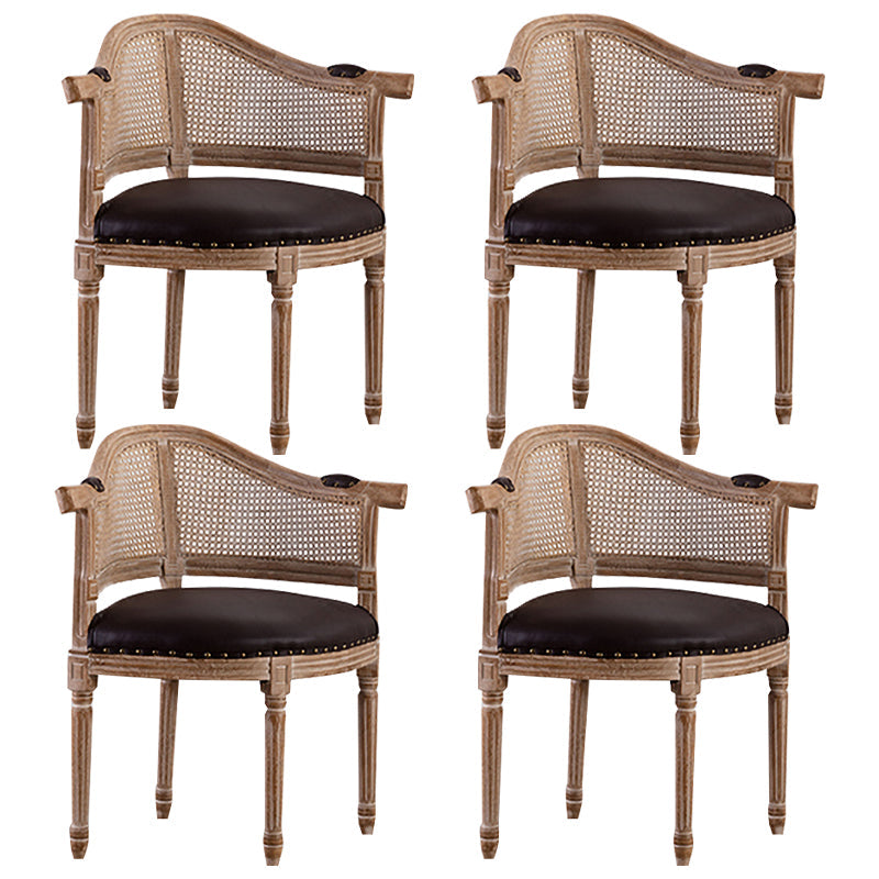 Country Style Dining Arm Chair Open Back Chair with 4 Wood Legs for Home Use Dark Brown 4 Piece Set Clearhalo ' kitchen&dining_furn' 'Dining Chairs' 'Dining Tables & Seating' 'dining_chair' 'furn' 'furn_dining_chair' 'Furniture' 'furniture_dining_chair' 'Kitchen & Dining Furniture' 'kitchen' 3542282