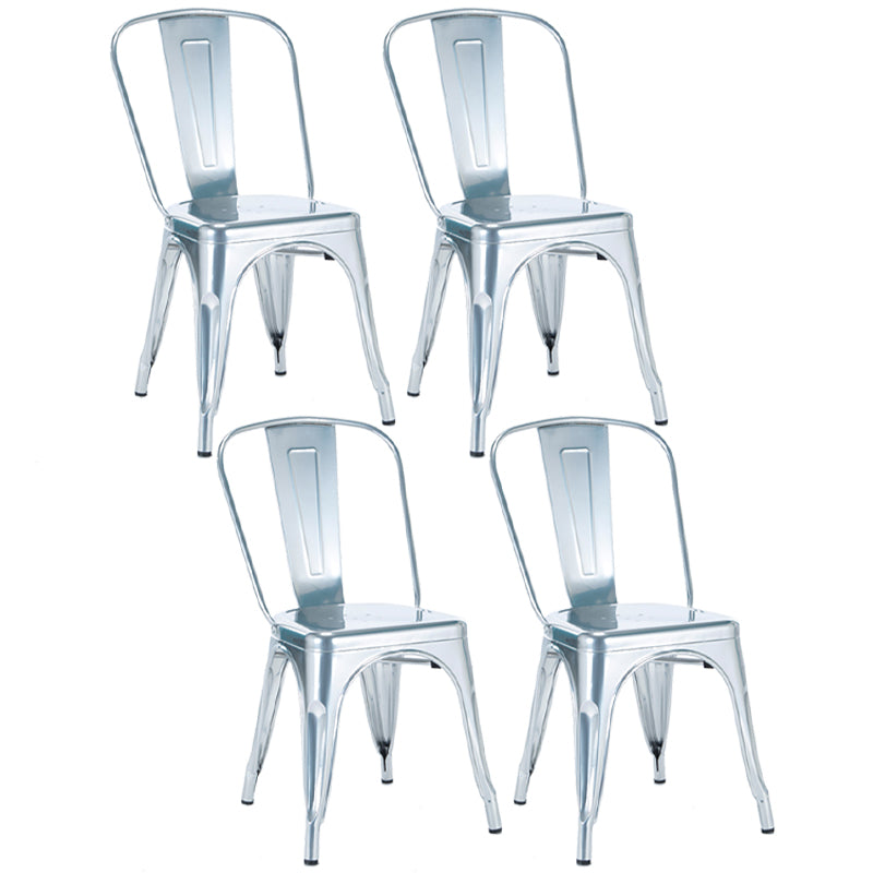 Industrial Dining Chair Slat Back Chair with 4 Metal Legs for Home Use White-Silver Metal 4 Piece Set Clearhalo ' kitchen&dining_furn' 'Dining Chairs' 'Dining Tables & Seating' 'dining_chair' 'furn' 'furn_dining_chair' 'Furniture' 'furniture_dining_chair' 'Kitchen & Dining Furniture' 'kitchen' 3564378