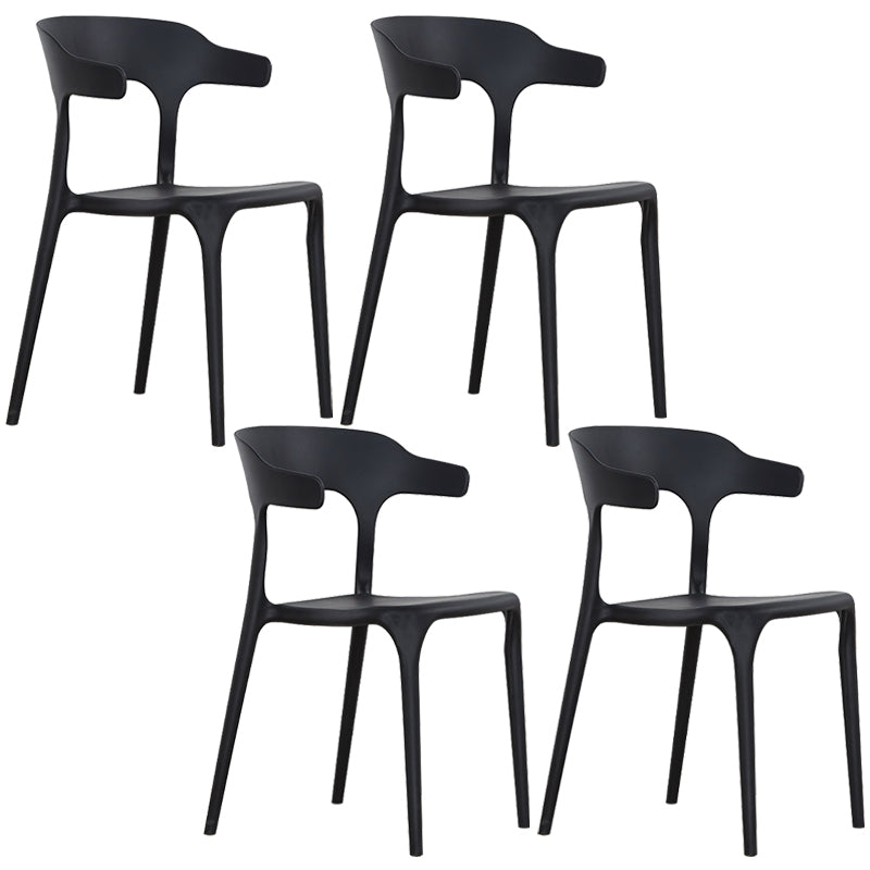 Modern Plastic Open Back Dining Side Chair 30"H Dining Chair for Restaurant Bedroom Black 4 Piece Set Clearhalo ' kitchen&dining_furn' 'Dining Chairs' 'Dining Tables & Seating' 'dining_chair' 'furn' 'furn_dining_chair' 'Furniture' 'furniture_dining_chair' 'Kitchen & Dining Furniture' 'kitchen' 3564601